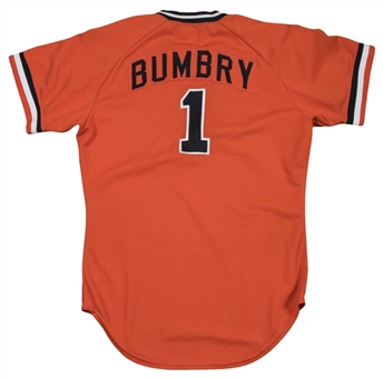 1977 Al Bumbry Game Used Baltimore Orioles Orange Alternate Jersey